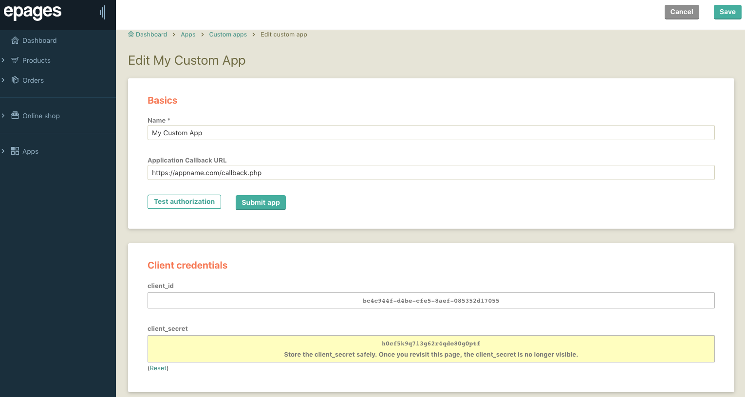 private apps client credentials new