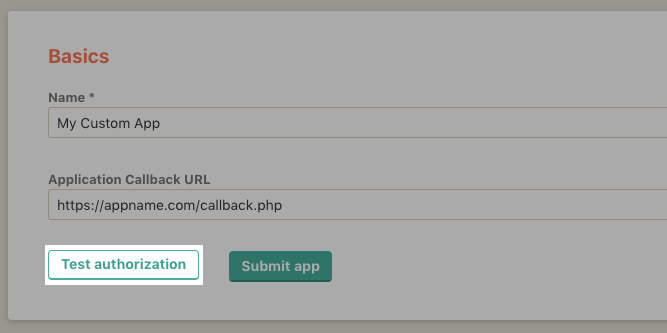 test authorization button